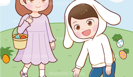 児童書・パズル誌向け｜イースターエッグハントのイラストサンプル