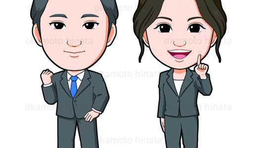 サンプル｜ブログ・SNS用に使いやすい漫画タッチの似顔絵｜スーツ｜20～30代｜男女