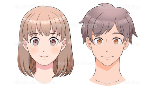 広告漫画向け｜いろんな角度から描く男女の顔サンプル 